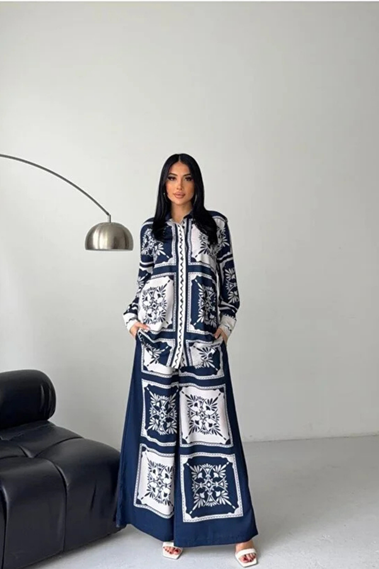 İthal Jessica Kumaş Gömlek & Pantolon İkili Takım -2619