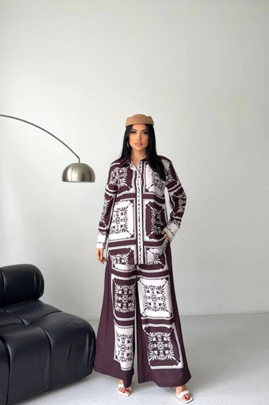 İthal Jessica Kumaş Gömlek & Pantolon İkili Takım -2619