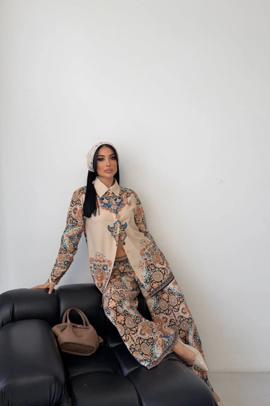 İthal Jessica Kumaş Gömlek & Pantolon İkili Takım -2622