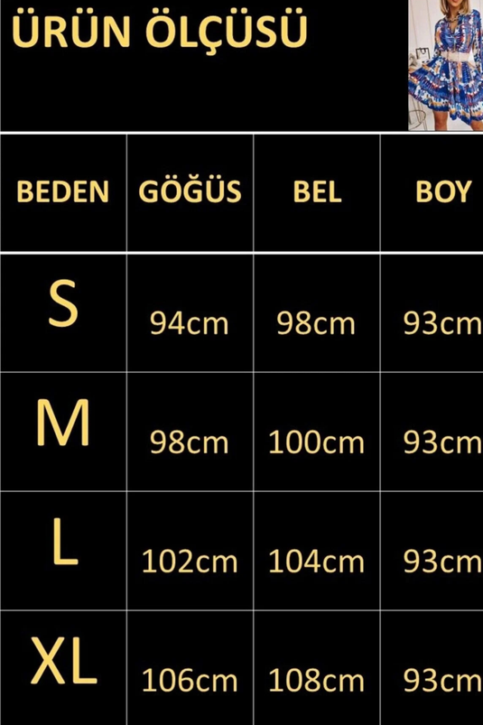 Ottom Kumaş Elbise Mavi Kemer Dahil