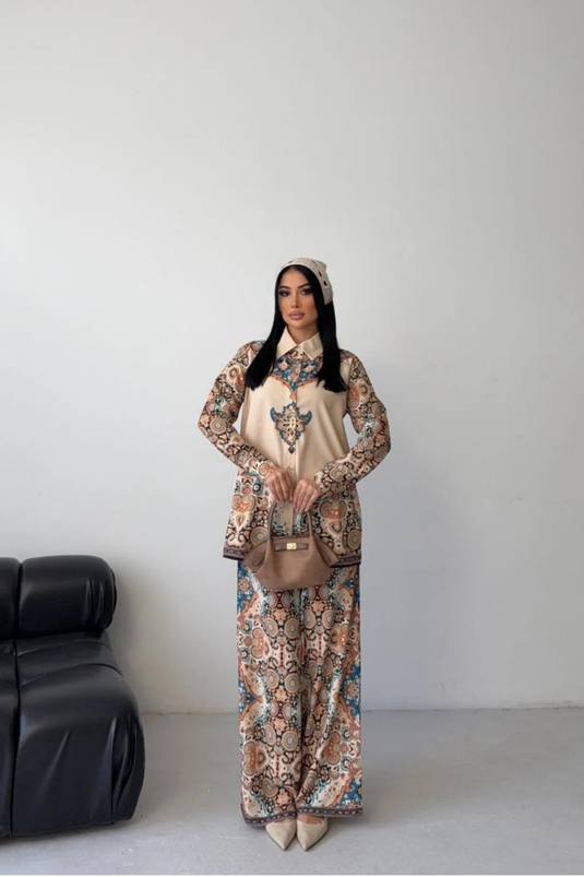 İthal Jessica Kumaş Gömlek & Pantolon İkili Takım -2622