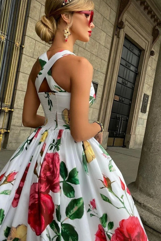 Poplin Kumaş Etek Uçları Dantel Detay Beyaz Elbise