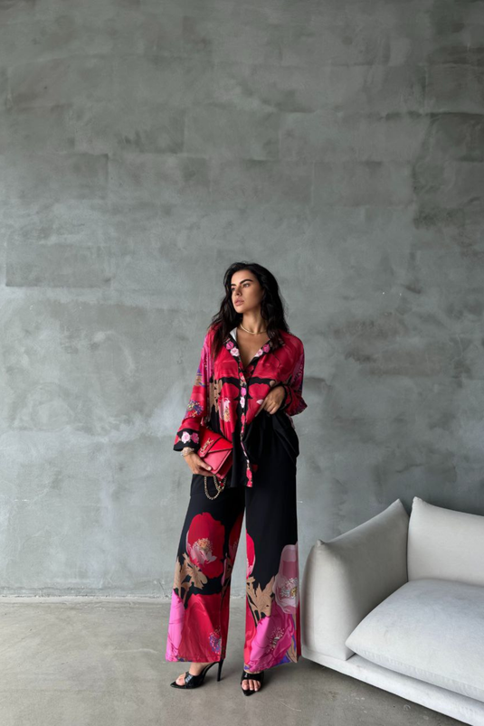 İthal Jessica Kumaş Gömlek & Pantolon İkili Takım- 42100-2