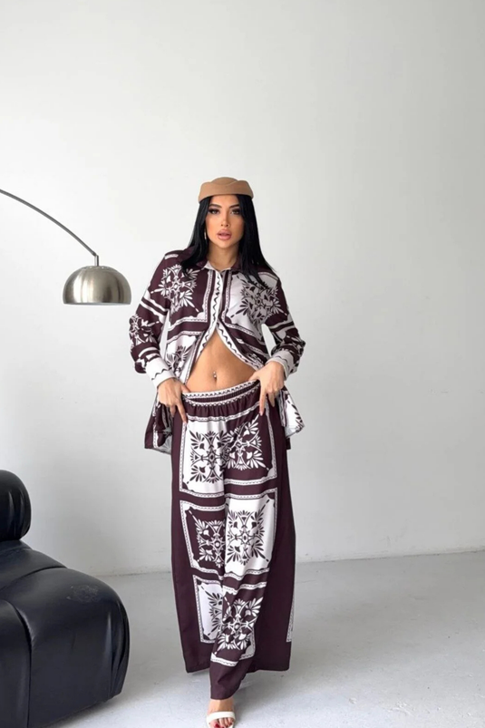 İthal Jessica Kumaş Gömlek & Pantolon İkili Takım -2619
