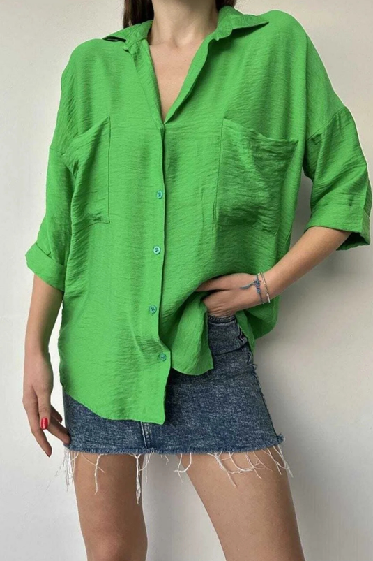 Bodrum Kumaş Keten Oversize Kadın Gömlek