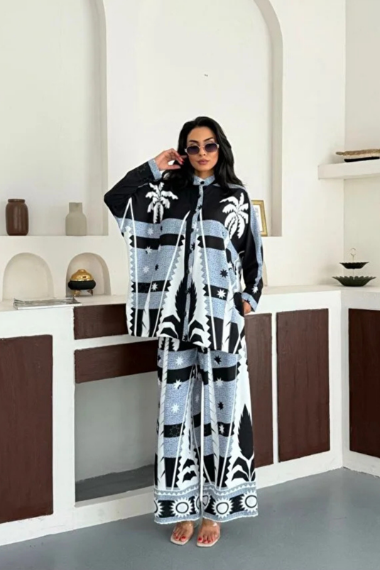 İthal Jessica Kumaş Gömlek & Pantolon İkili Takım- 2590